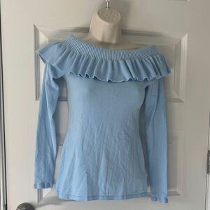 Lilly Pulitzer Light Blue Off-the-Shoulder Sweater